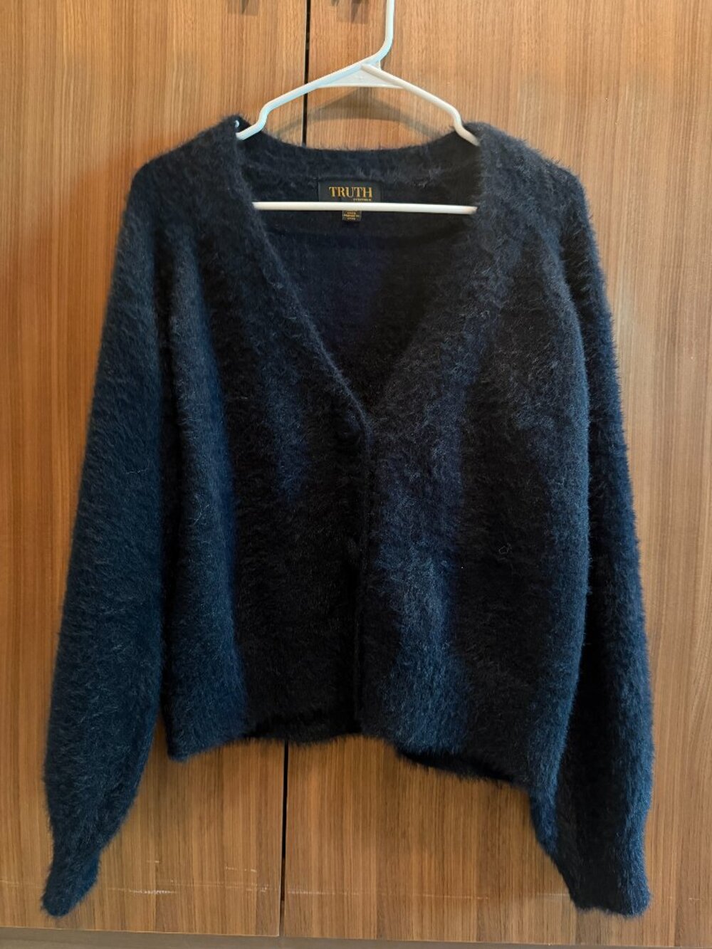 Used Truth by Republic Navy Blue Furry Cardigan Sz M